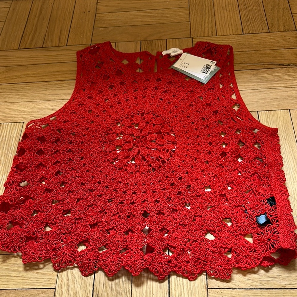 Red Crochet Sleeveless Top
